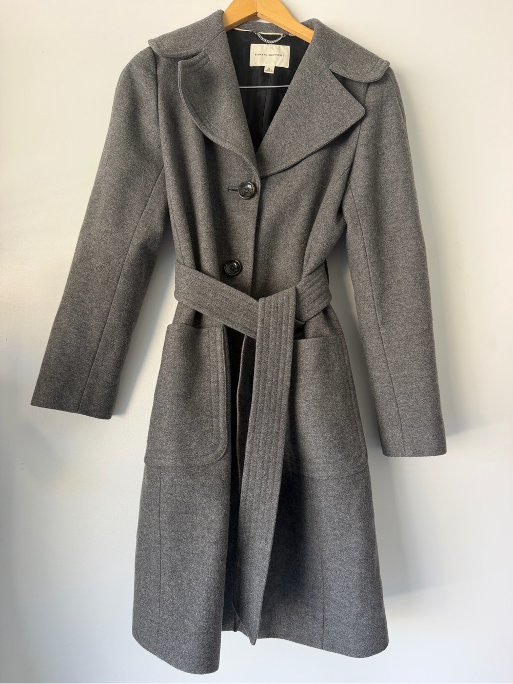 Banana Republic Grey Wool Belted Coat SZ M Holiday 2008